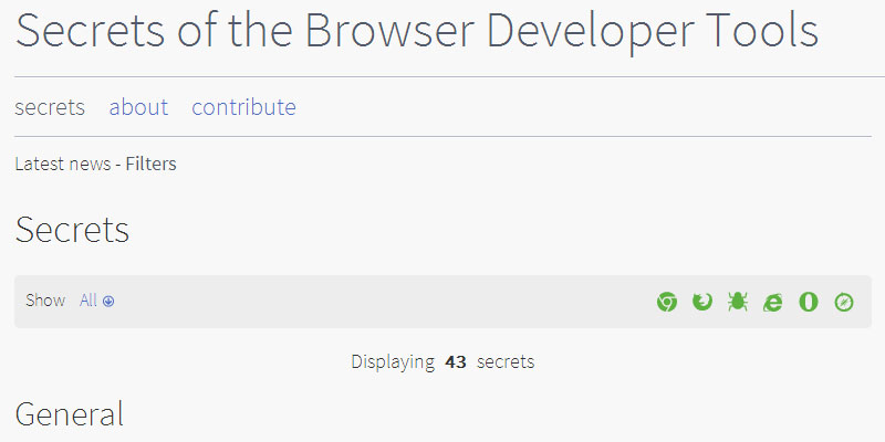 Browser developer tools secrets reveal on website