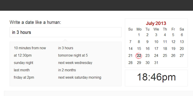 Date.js: to enter date and time in human understandable form