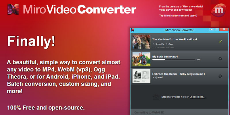 Miro free open source video converter