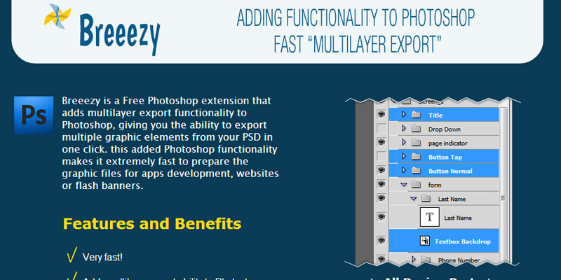 Breezy: Free Photoshop plugin to export multiple layers