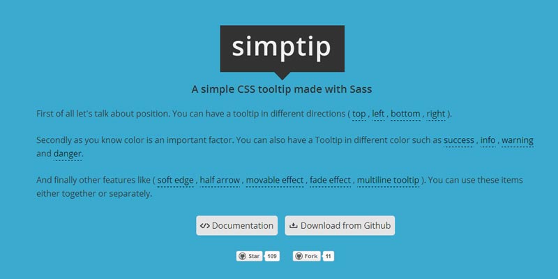 Simptip: A simple tooltip solution created with Sass